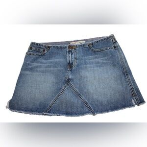 Abercrombie & Fitch Denim Mini Skirt Size 2 Y2K Low Rise Raw Hem
